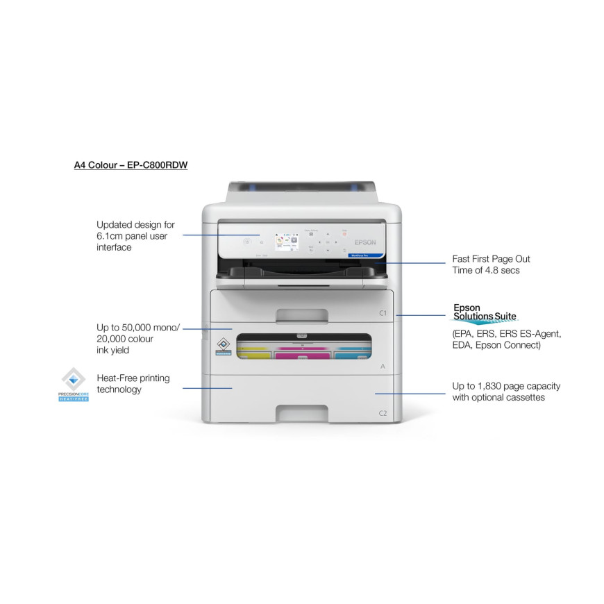 Epson WorkForce Pro RIPS EP-C800RDW – Imprimante jet d'encre professionnelle (C11CK21402)