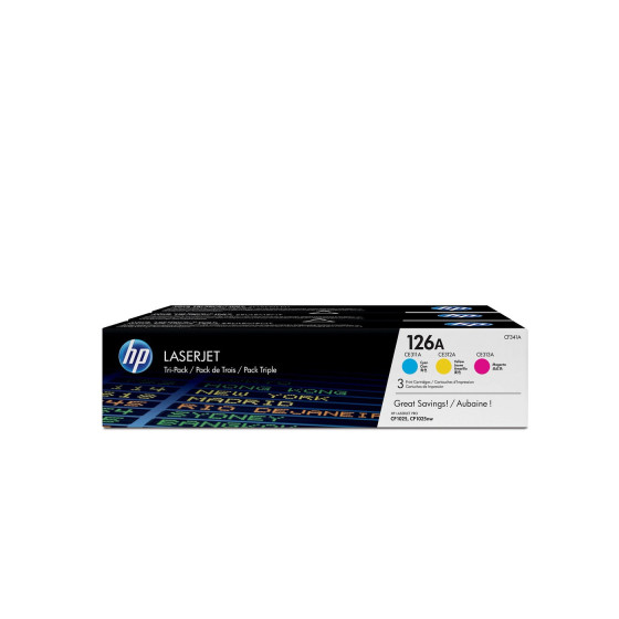 HP 126A cyan/magenta/jaune (CF341A) - pack de 3 toners couleur HP LaserJet d'origine