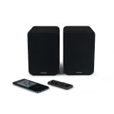 Thomson WS600DUO - Enceinte Bibliothèque Stéréo Bois Noir avec Télécommande