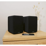Thomson WS600DUO - Enceinte Bibliothèque Stéréo Bois Noir avec Télécommande