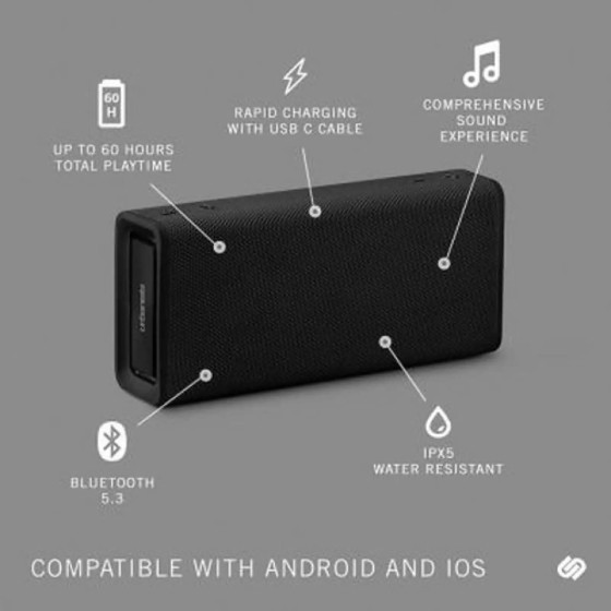 Urbanista Enceinte Bluetooth 5.3 IPX5 16W Brisbane Plus avec Commande vocale Noir