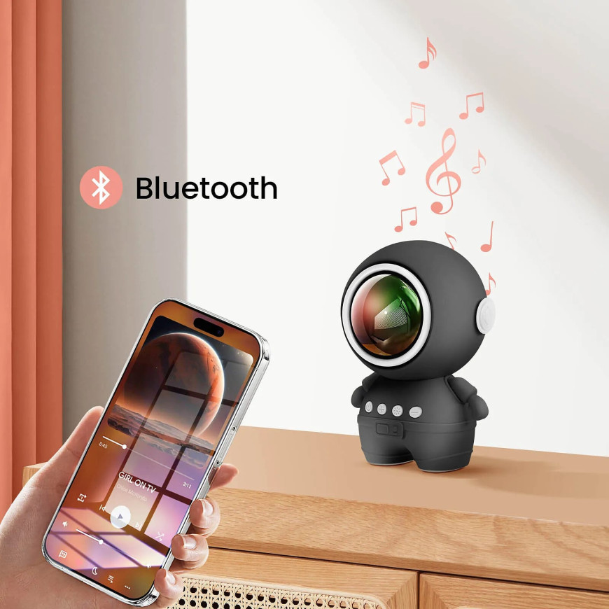 Avizar Enceinte Bluetooth Astronaute LED RGB Compact Noir