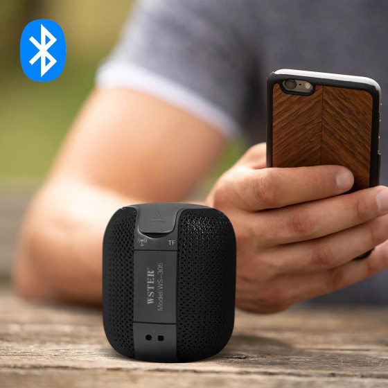 Avizar Mini Enceinte Bluetooth Radio FM et Slot Micro-SD Portable avec Dragonne noir