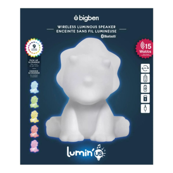 BIGBEN BTLSDINO - Enceinte portable sans fil lumineuse et veilleuse Dino
