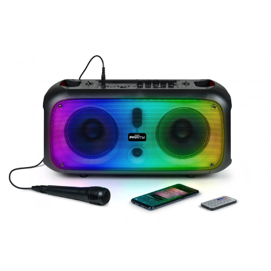 Bigben Interactive PARTYBTHPLH - Enceinte sans fil Lumineuse Portable avec Micro - Noir