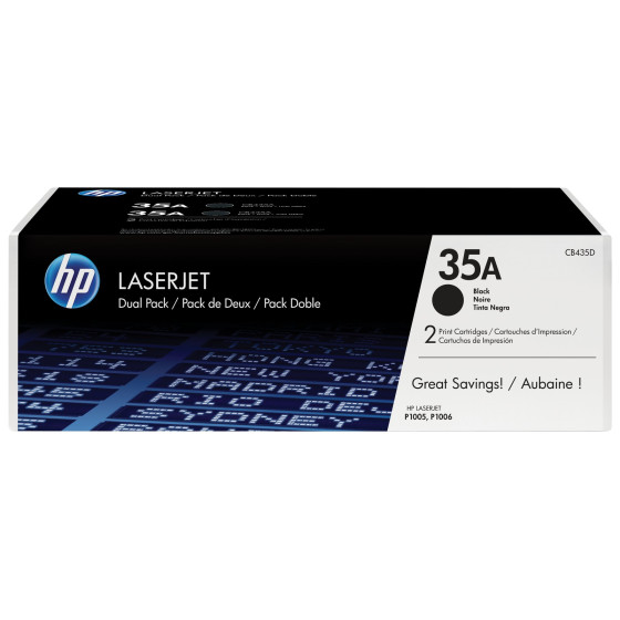 HP 35A noir (CB435AD) - pack de 2 toners HP LaserJet d'origine