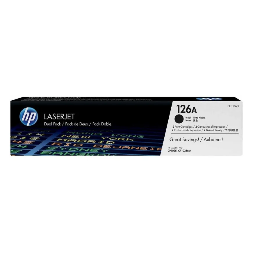 HP 126A NOIR (CE310AD) - PACK DE 2 TONERS HP LASERJET D'ORIGINE