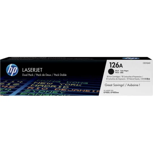 HP 126A NOIR (CE310AD) - PACK DE 2 TONERS HP LASERJET D'ORIGINE - Toner Original - Rightech - le bon choix