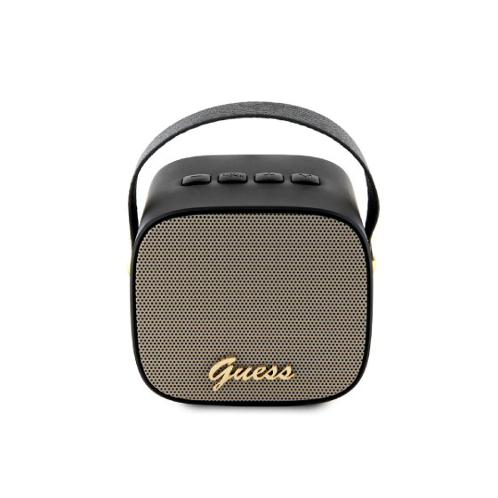 Guess Enceinte Bluetooth 5.3 Compacte 5W avec Sangle de Transport en Cuir Motif 4G Noir