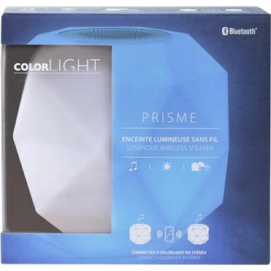 Color Block Enceinte Lumineuse Bluetooth 4.1 IPX5 ColorLight Modèle Prisme Blanc