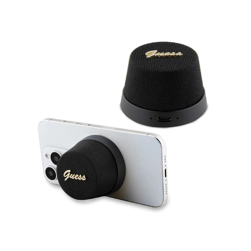 Guess Enceinte Bluetooth 5.3 3W Compatible MagSafe avec Micro et Réducteur de Bruit Noir