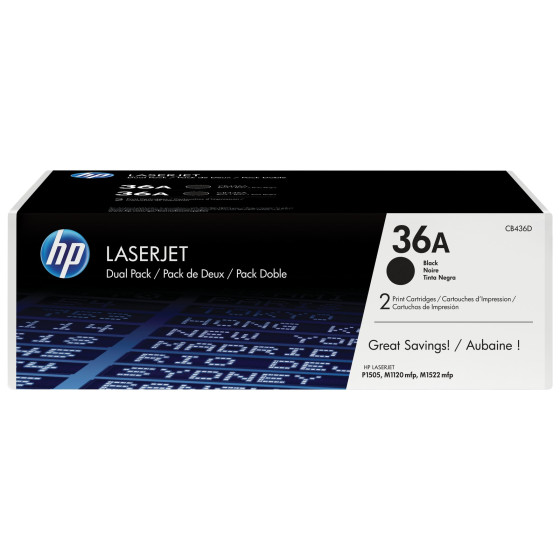 HP 36A noir (CB436AD) - pack de 2 toners HP LaserJet d'origine
