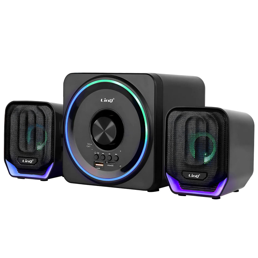 LinQ Enceinte PC Bluetooth avec Prise Jack 3.5mm + USB - Port Micro SD Noir