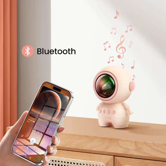 Avizar Enceinte Bluetooth Astronaute LED RGB Compact Rose