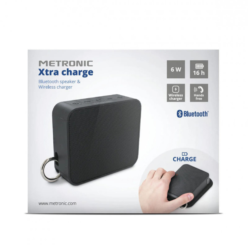 Metronic 477079 - Enceinte portable Xtra Charge bluetooth 6 W avec support de recharge sans fil