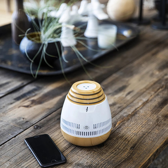 AROMASOUND Enceinte Audio Symphoney Lumineuse avec Diffuseur d'Huiles Essentielles Blanc