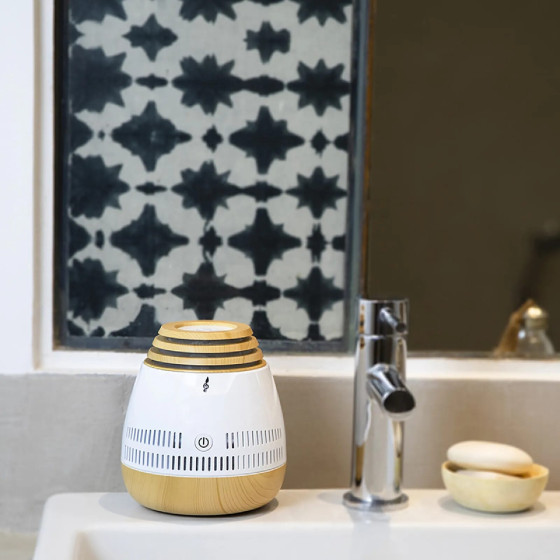 AROMASOUND Enceinte Audio Symphoney Lumineuse avec Diffuseur d'Huiles Essentielles Blanc