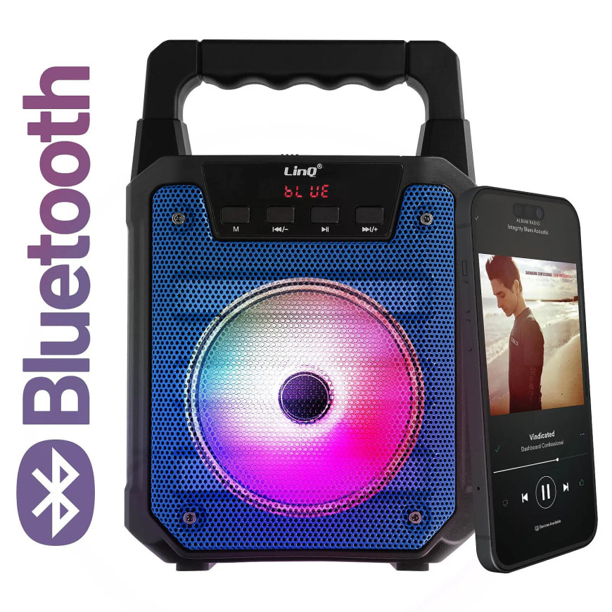 LinQ Enceinte lumineuse Bleu Bluetooth Compatible Micro,