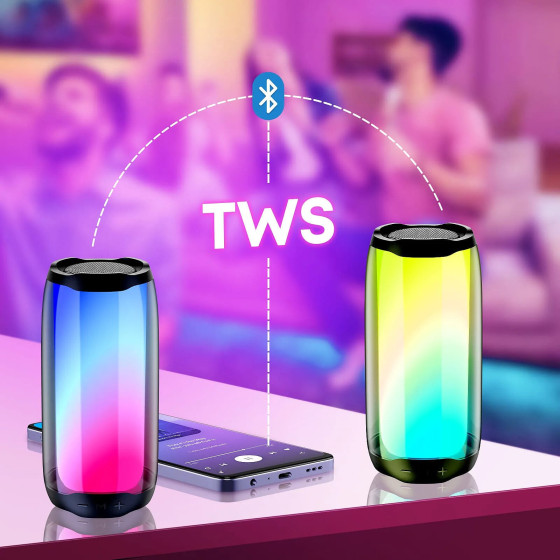 LinQ Enceinte Bluetooth LED RGB Multicolore Étanche IPX6 Son puissant 8W Noir