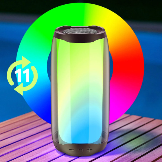 LinQ Enceinte Bluetooth LED RGB Multicolore Étanche IPX6 Son puissant 8W Noir