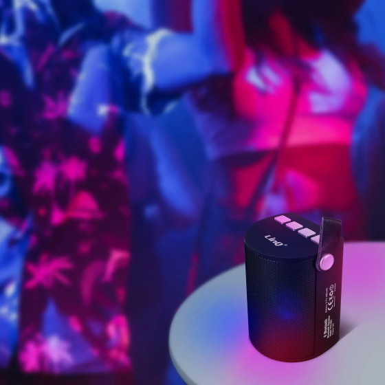 LinQ Enceinte Sans-fil Bluetooth LED Multicolore Radio FM Port USB micro SD Noir