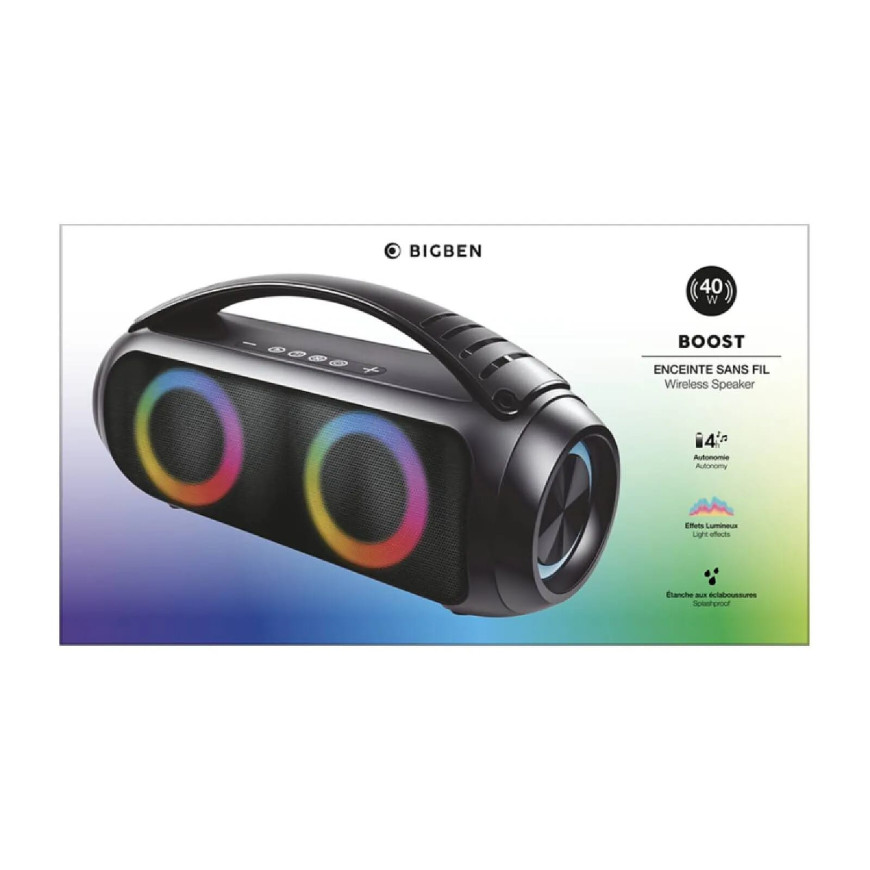BigBen Enceinte Bluetooth Lumineuse 40W Étanche Noir