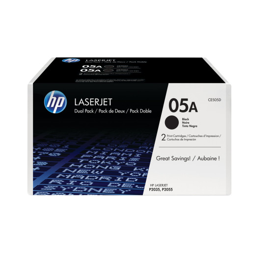 HP 05A noir (CE505D) - pack de 2 toners HP LaserJet d'origine