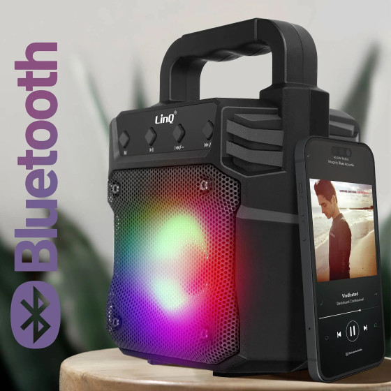 LinQ Enceinte lumineuse sans fil Noir, Design Compact et Portable