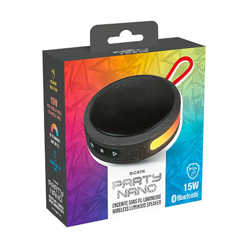 PARTY Enceinte Sans Fil Lumineuse Modèle Party Nano Bluetooth 5.0 IPX5 15W Noir