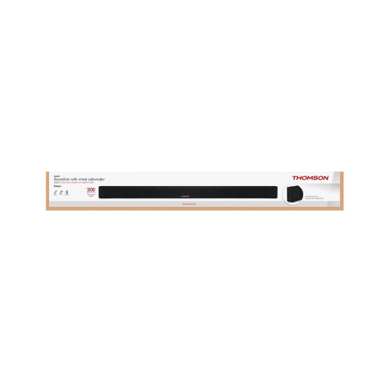 THOMSON Barre de Son Sans Fil Modèle SB250BT avec Caisson de Basses 200W Noir