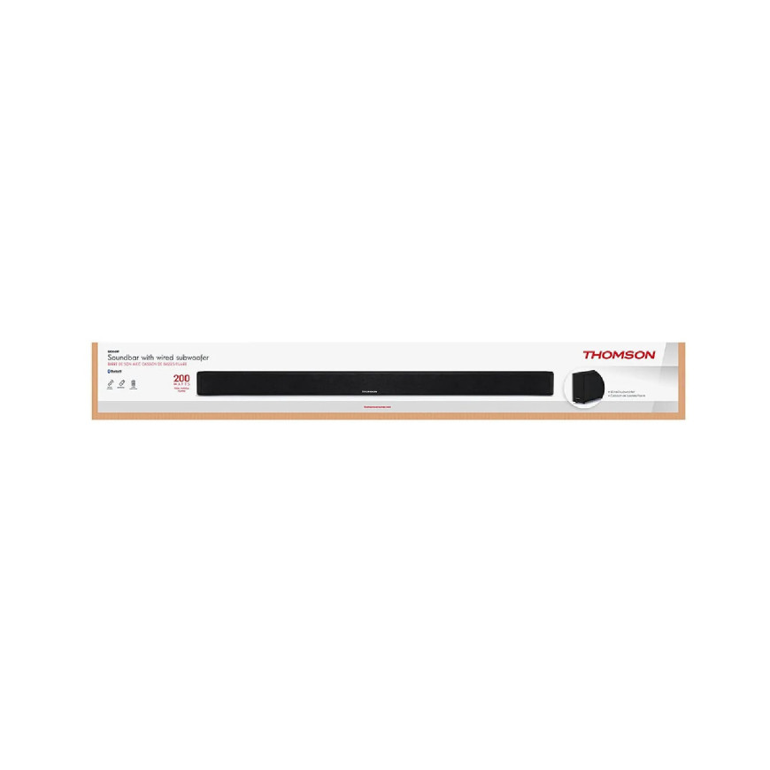 THOMSON Barre de Son Sans Fil Modèle SB250BT avec Caisson de Basses 200W Noir