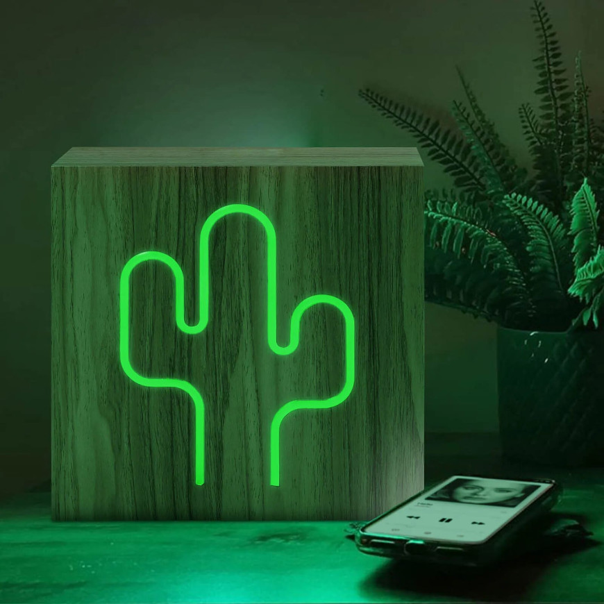 Color Block Enceinte Bluetooth 15W Néon Lumineuse L avec Charge Induction Cactus ColorLight Vert