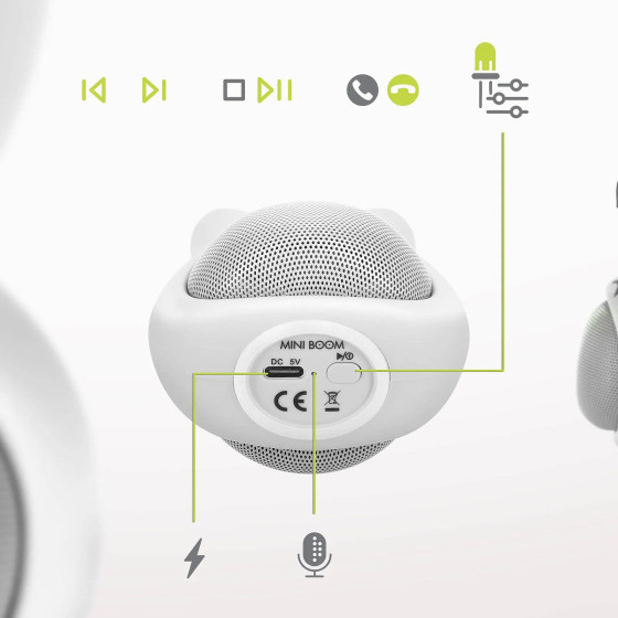 Moxie Enceinte Bluetooth 3W Autonomie 3h Design Lapin Lumineux Blanc