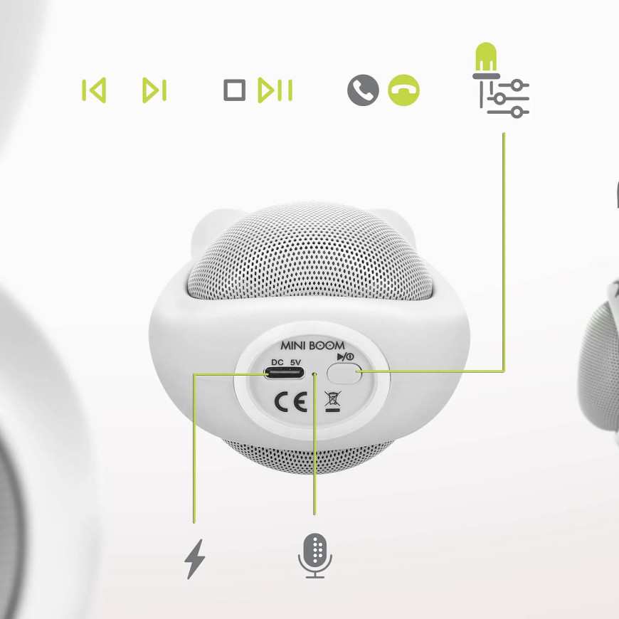 Moxie Enceinte Bluetooth 3W Autonomie 3h Design Lapin Lumineux Blanc