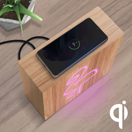 Color Block Enceinte Bluetooth Néon Lumineuse L Charge Induction Flamingo ColorLight Rose