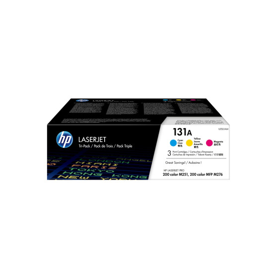 HP 131A cyan/magenta/jaune (U0SL1AM) - pack de 3 toners couleur HP LaserJet d'origine