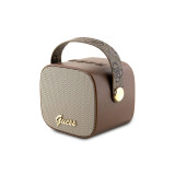 Guess Enceinte Bluetooth 5.3 Compacte 5W avec Sangle de Transport en Cuir Motif 4G Marron