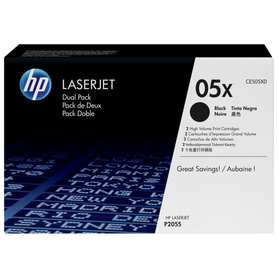 HP 05X noir (CE505XD) - pack de 2 toners HP LaserJet d'origine