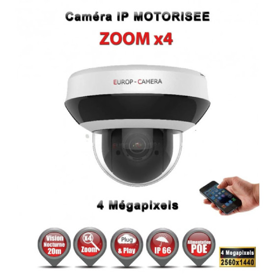 HIKVISION Kit Vidéo Surveillance PRO IP : 10x Caméras POE Dômes motorisée IR 20M 4 MP + Enregistreur NVR 16 canaux H265+ 3000Go