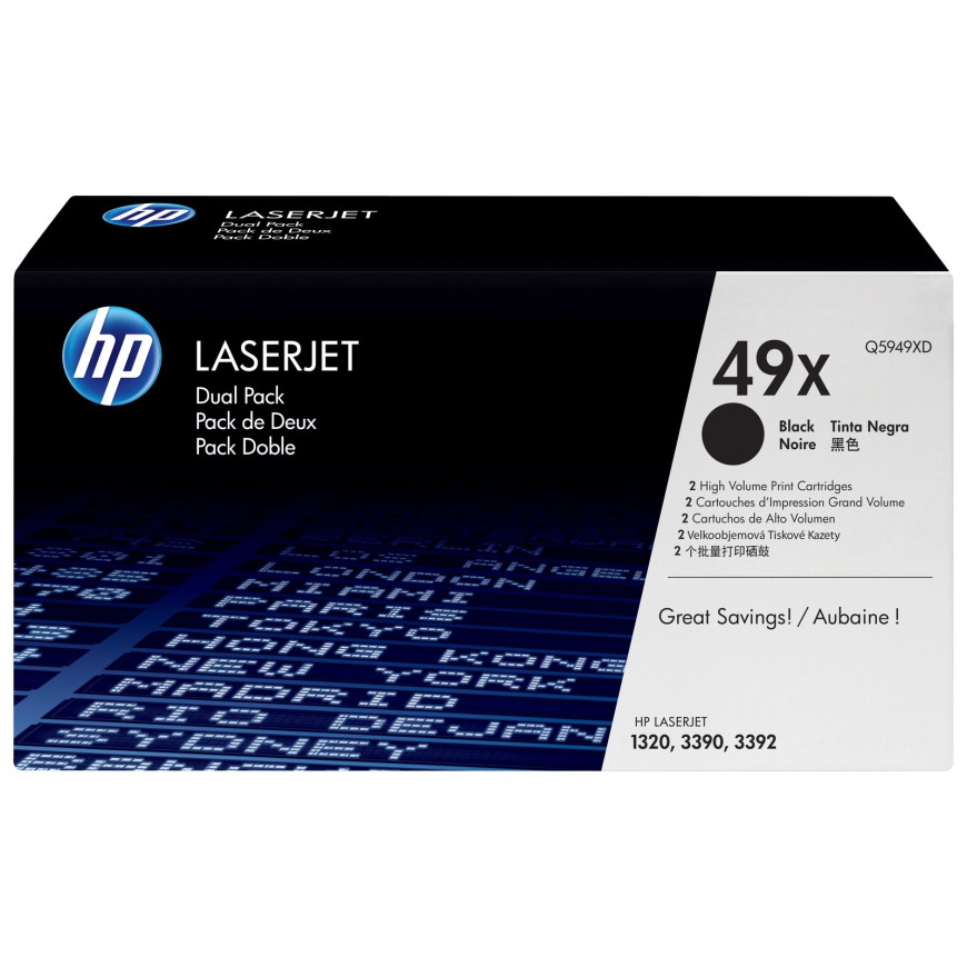 HP 49X noir (Q5949XD) - pack de 2 toners HP d'origine