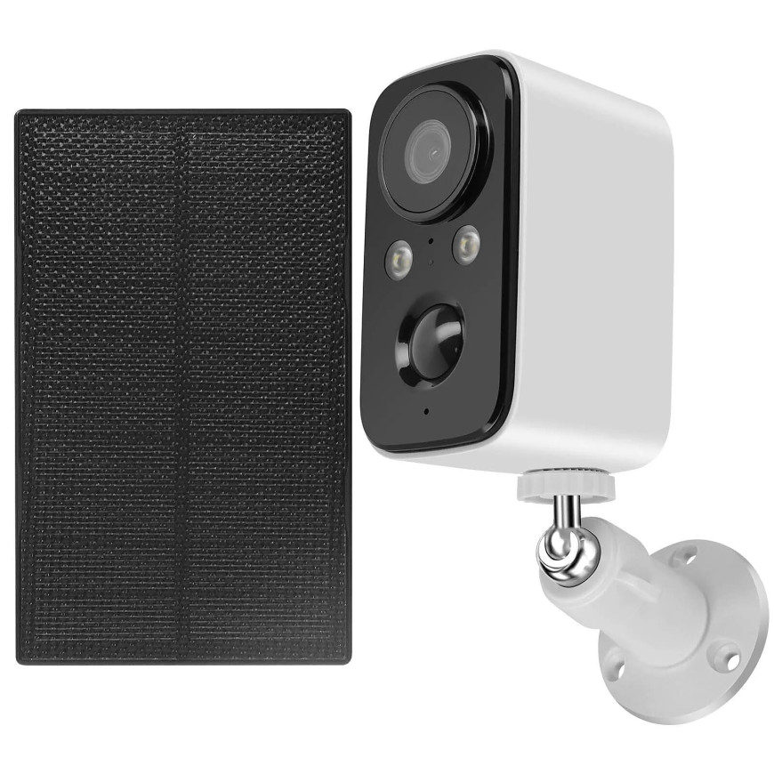 LinQ Caméra de surveillance avec Panneau solaire 1.5W Détection PIR Mode nocturne Rotatif Étanche IP65