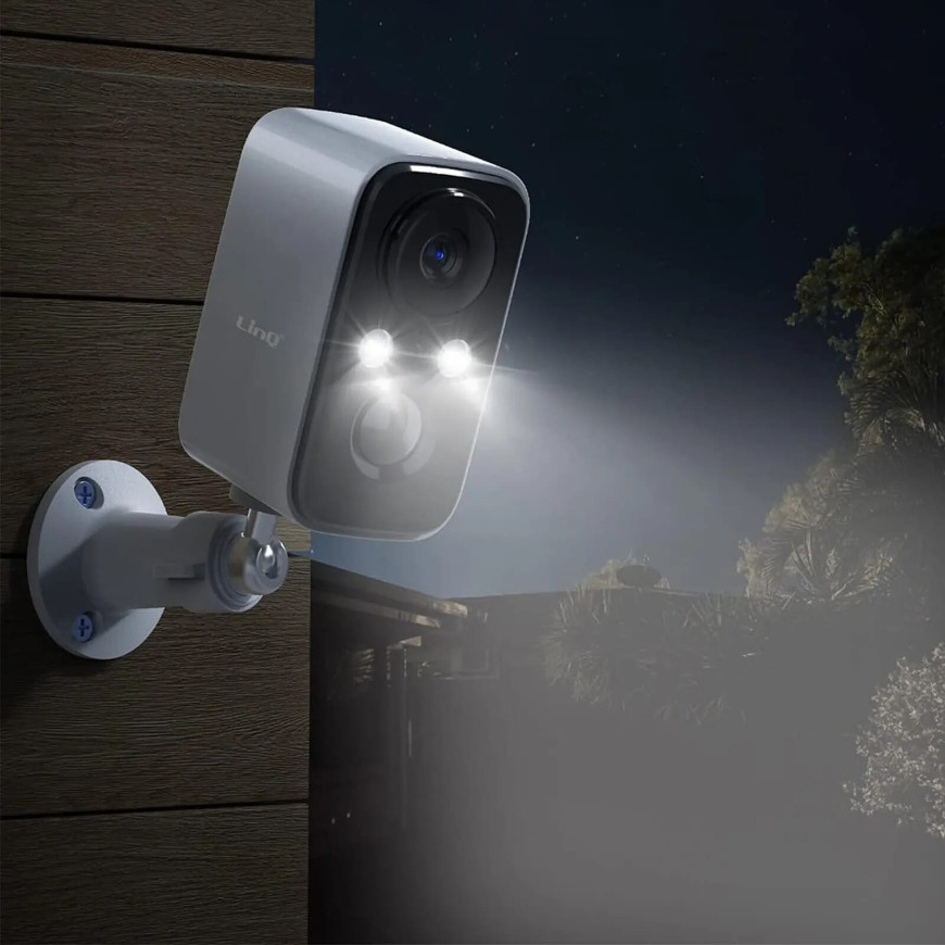 LinQ Caméra de surveillance avec Panneau solaire 1.5W Détection PIR Mode nocturne Rotatif Étanche IP65