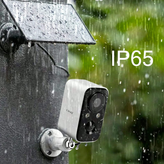 LinQ Caméra de surveillance avec Panneau solaire 1.5W Détection PIR Mode nocturne Rotatif Étanche IP65