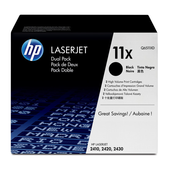 Toner noir HP LaserJet 11X (lot de 2) (Q6511XD)