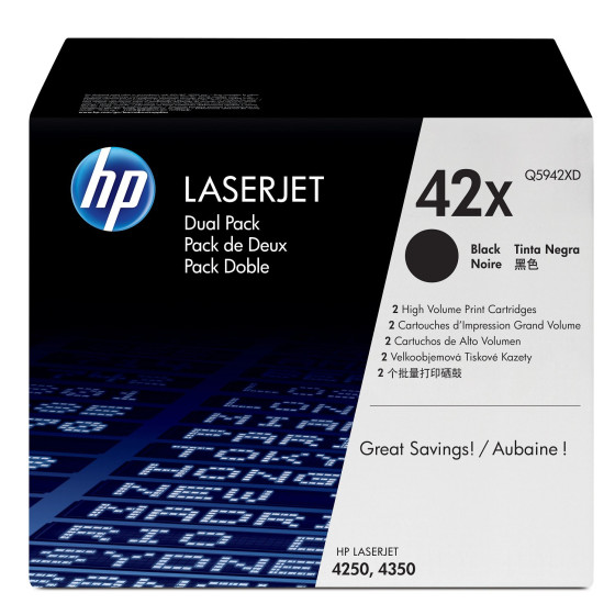 HP 42X noir (Q5942XD) - pack de 2 toners HP d'origine