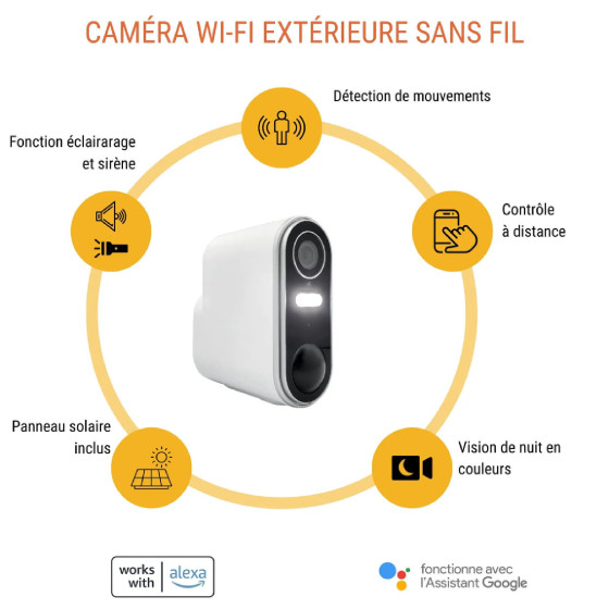 Camini Air 2 Solar - Caméra Wi-Fi d’extérieur sans fil avec panneau solaire