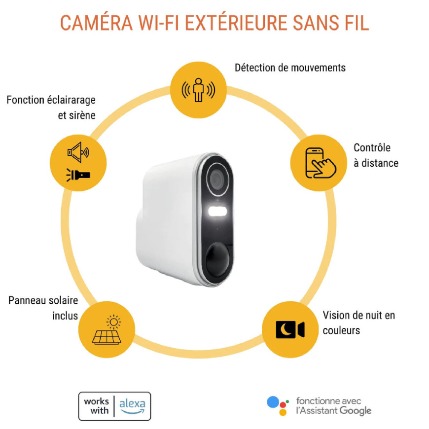 Camini Air 2 Solar - Caméra Wi-Fi d’extérieur sans fil avec panneau solaire