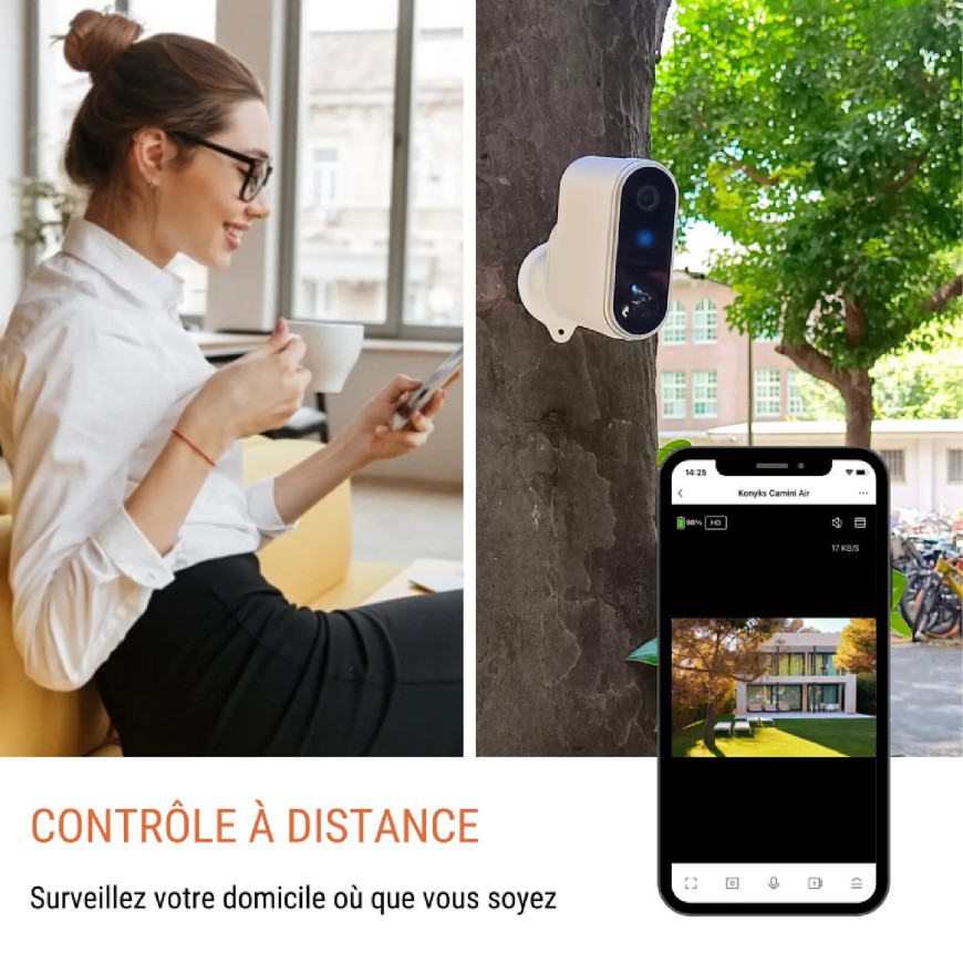 Camini Air 2 Solar - Caméra Wi-Fi d’extérieur sans fil avec panneau solaire