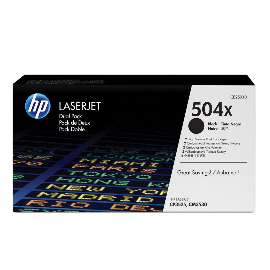 HP 504X noir (CE250XD) - pack de 2 toners grande capacité HP LaserJet d'origine