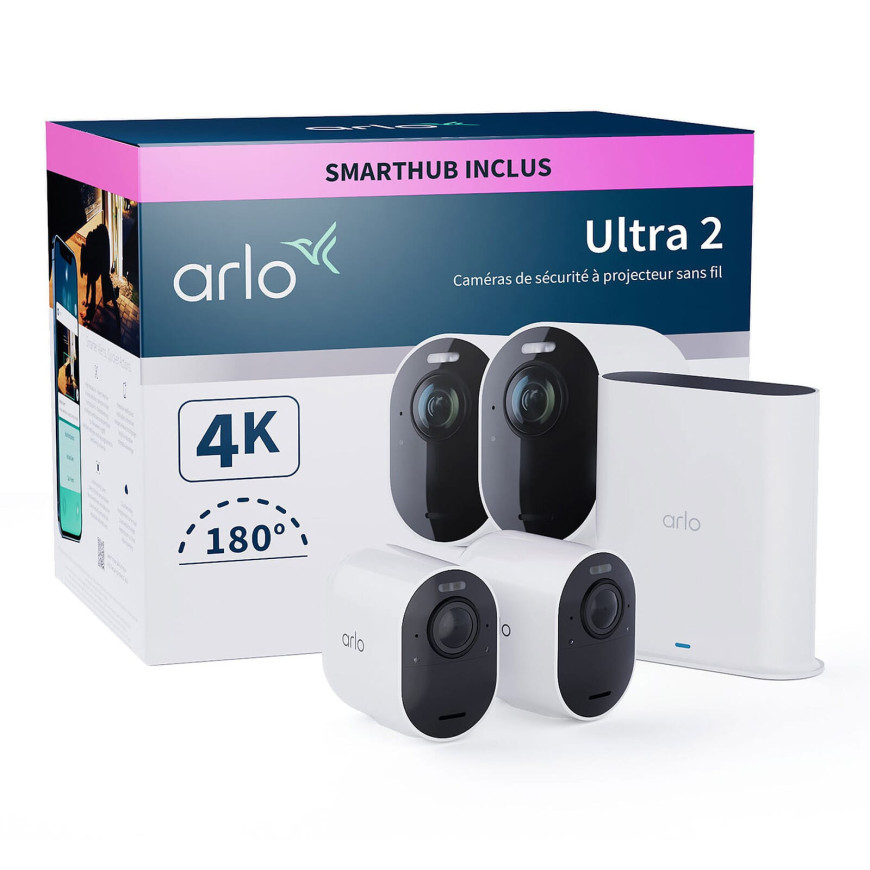 Arlo Ultra 2 Security System 2 Camera Kit - Blanc (VMS5240)